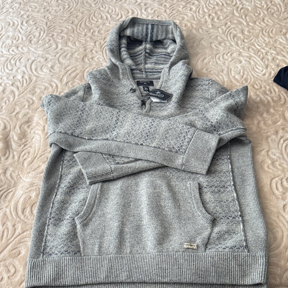 Converse Men's Gray Hooded Sweater